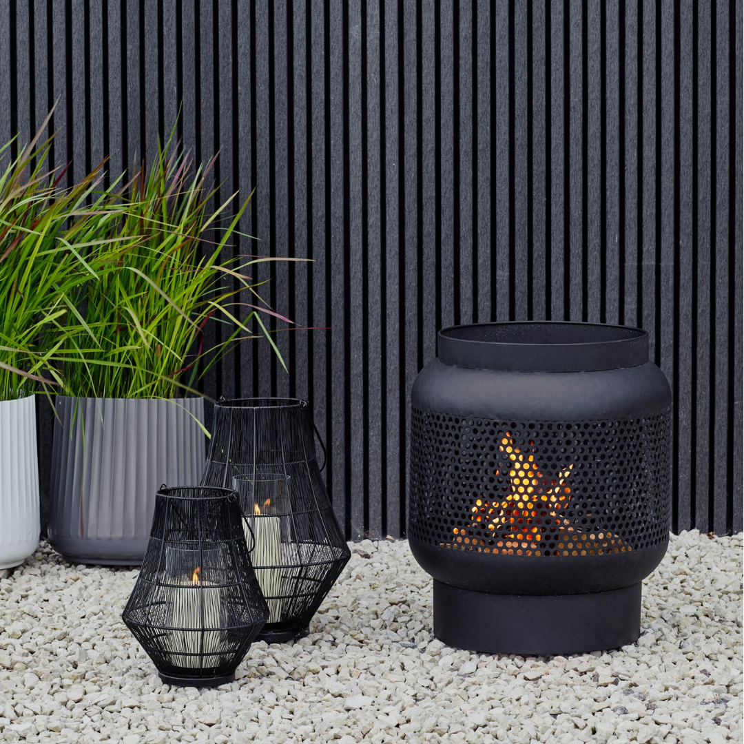 Tall Buttermere Basket Outdoor Fire Pit Black