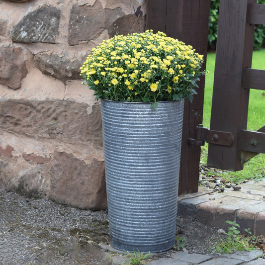 Ribbed Galvanised Vase