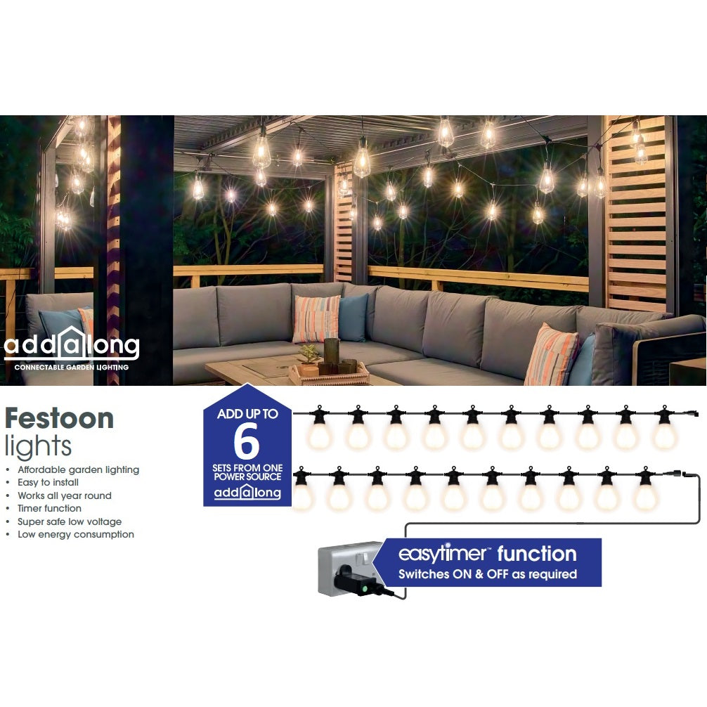 6 LED Saucer with Bulb Festoon, connectable