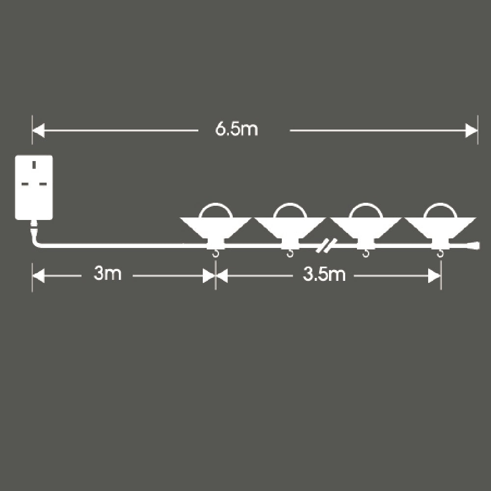 6 LED Saucer with Bulb Festoon, connectable