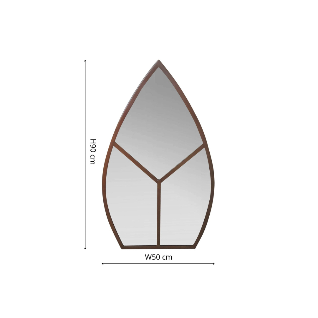 Leaf Arch Outdoor Mirror Natural Rust 90 x50cm