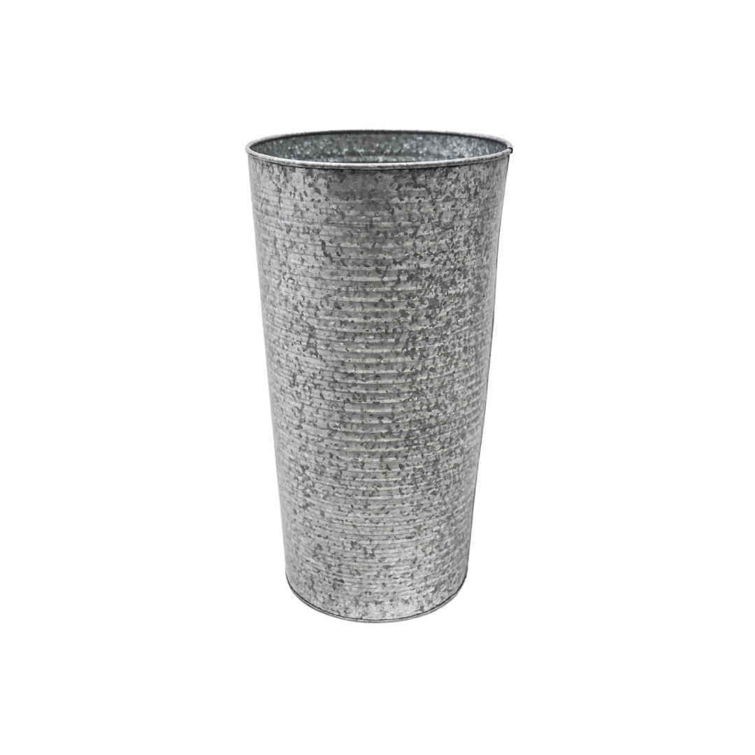 Ribbed Galvanised Vase