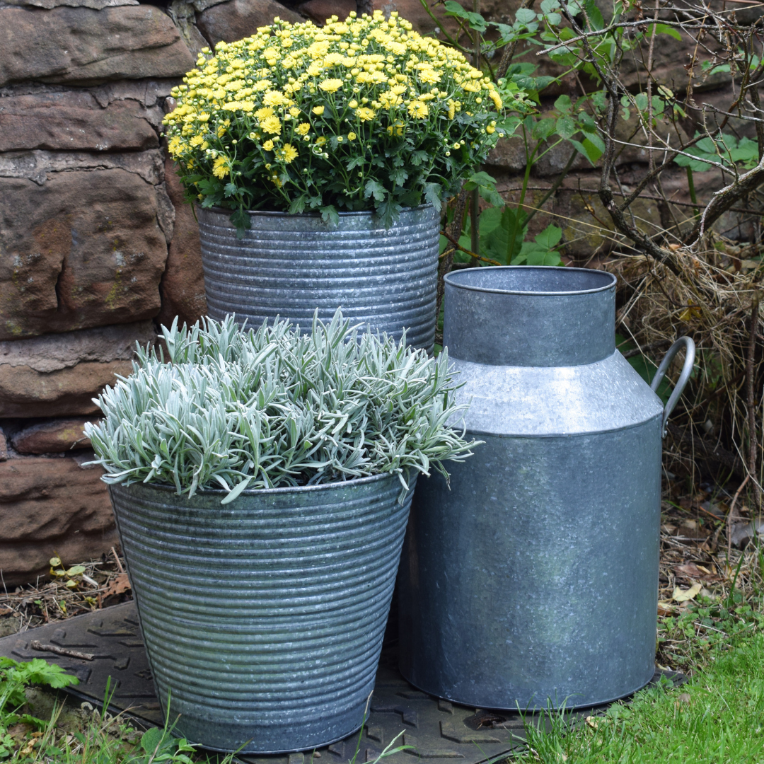 Ribbed Galvanised Vase