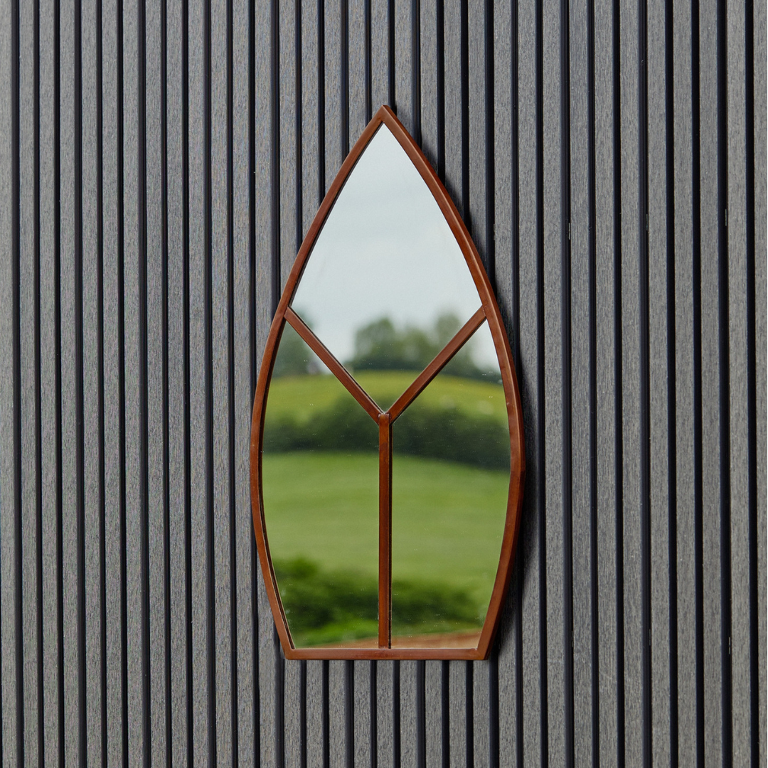 Leaf Arch Outdoor Mirror Natural Rust 90 x50cm