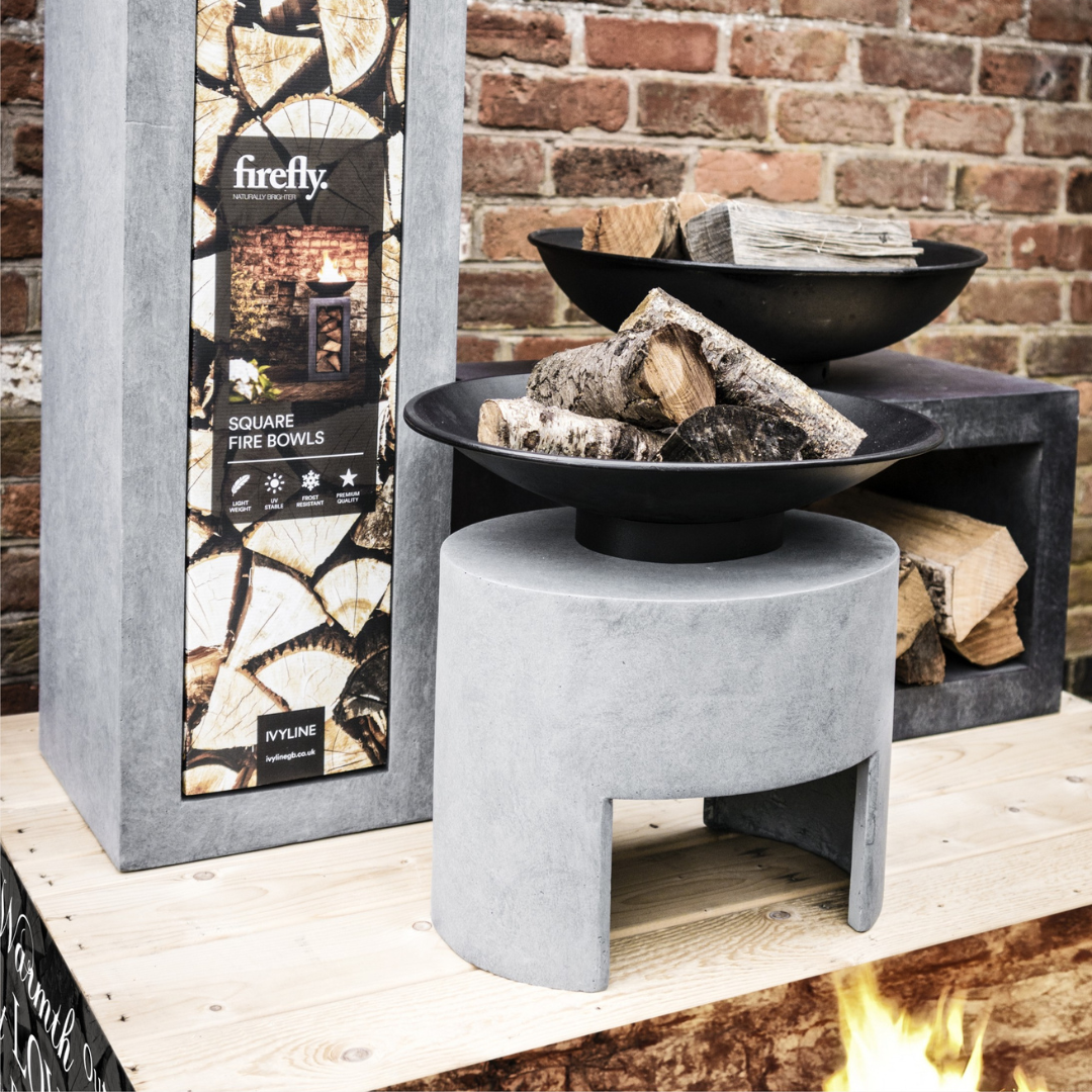 Firebowl and Oval Console, Cement