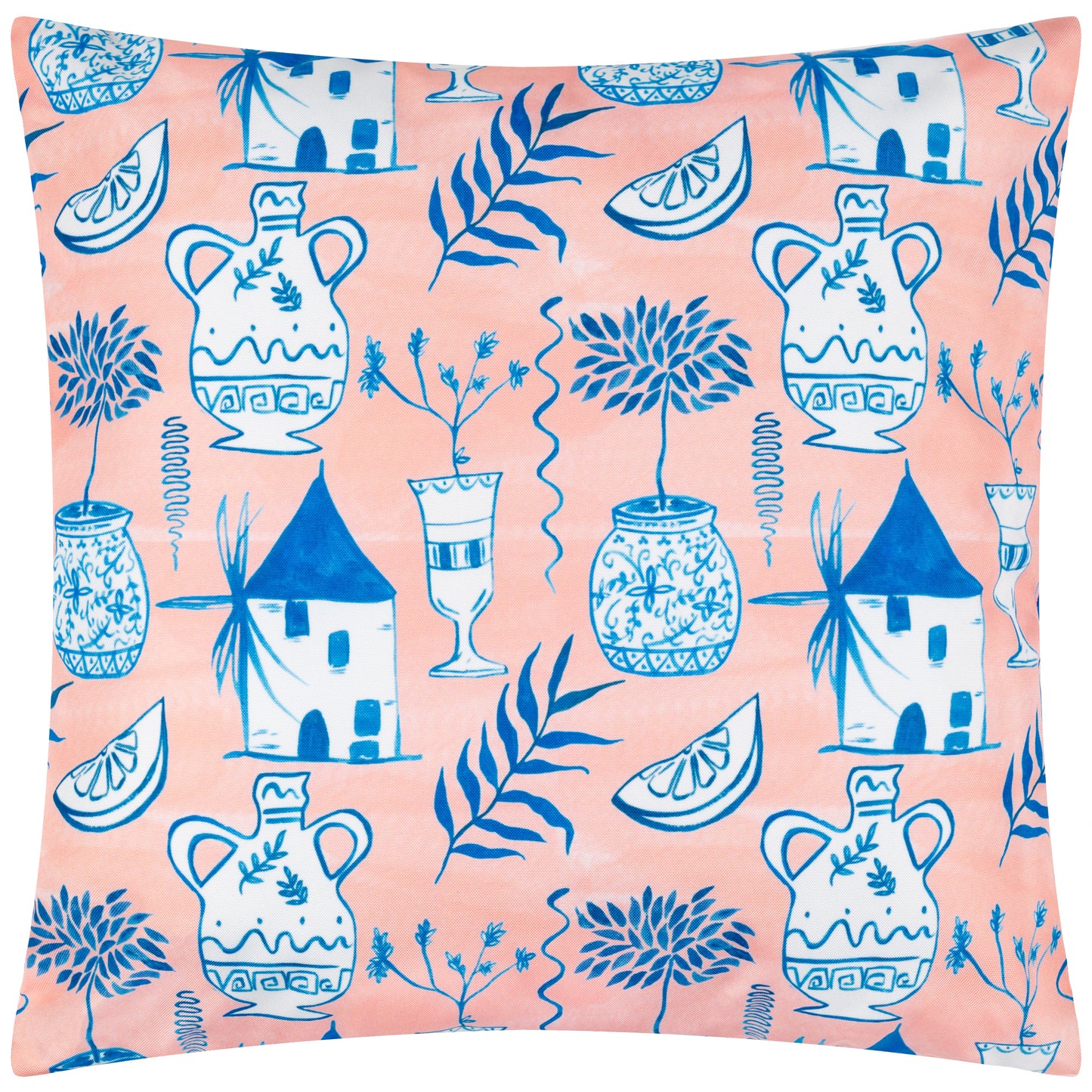 Aegina Peach Printed Outdoor Cushion & Cover