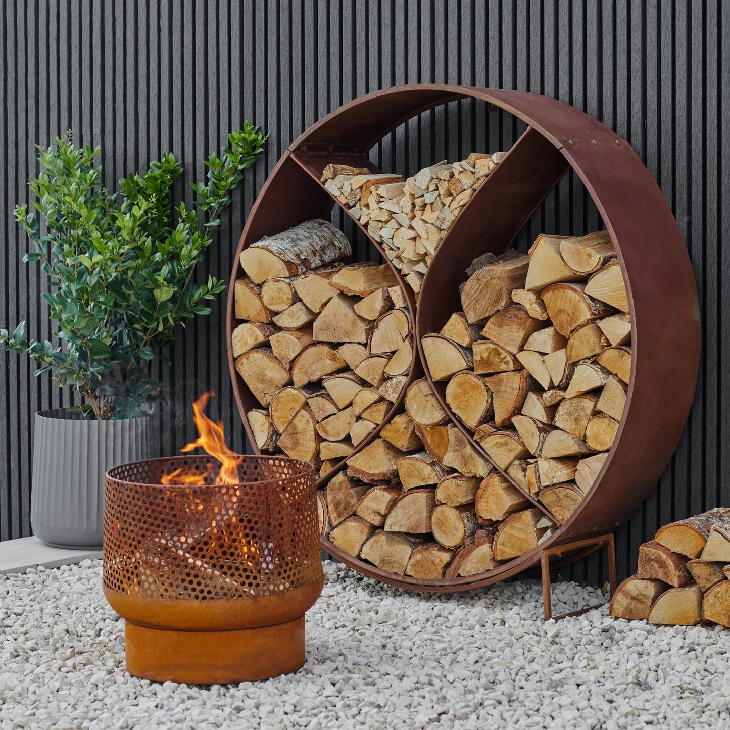 Buttermere Basket Outdoor Fire Pit Rust