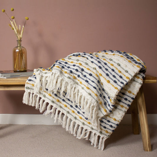 Dhadit Stripe Ochre Throw Blanket