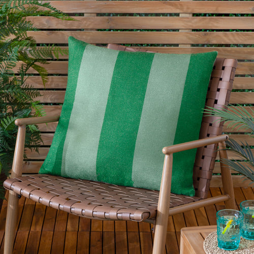 Green Deck Stripe Woven Outdoor Cushion & Cover