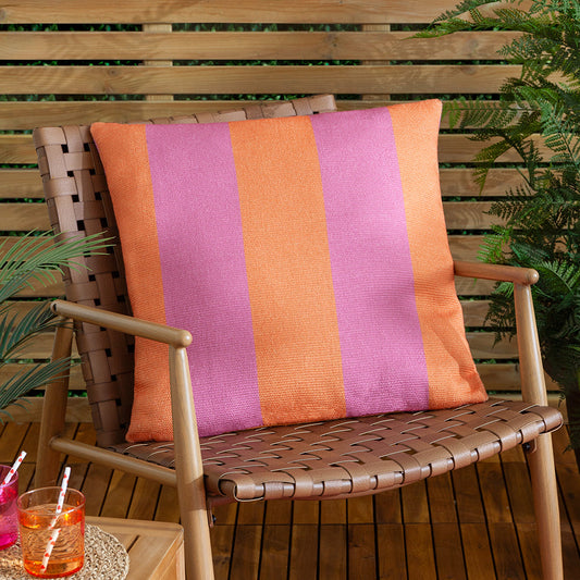 Orange/Pink Deck Stripe Woven Outdoor Cushion & Cover