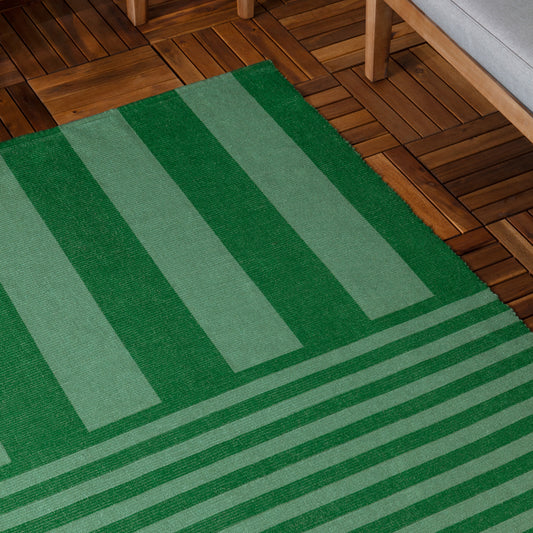 Green Deck Stripe Printed Indoor/Outdoor Rug 120 x 170cm