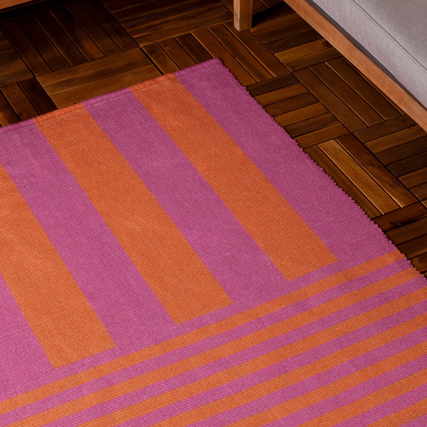 Orange/ Pink Deck Stripe Printed Indoor/Outdoor Rug 120 x 170cm