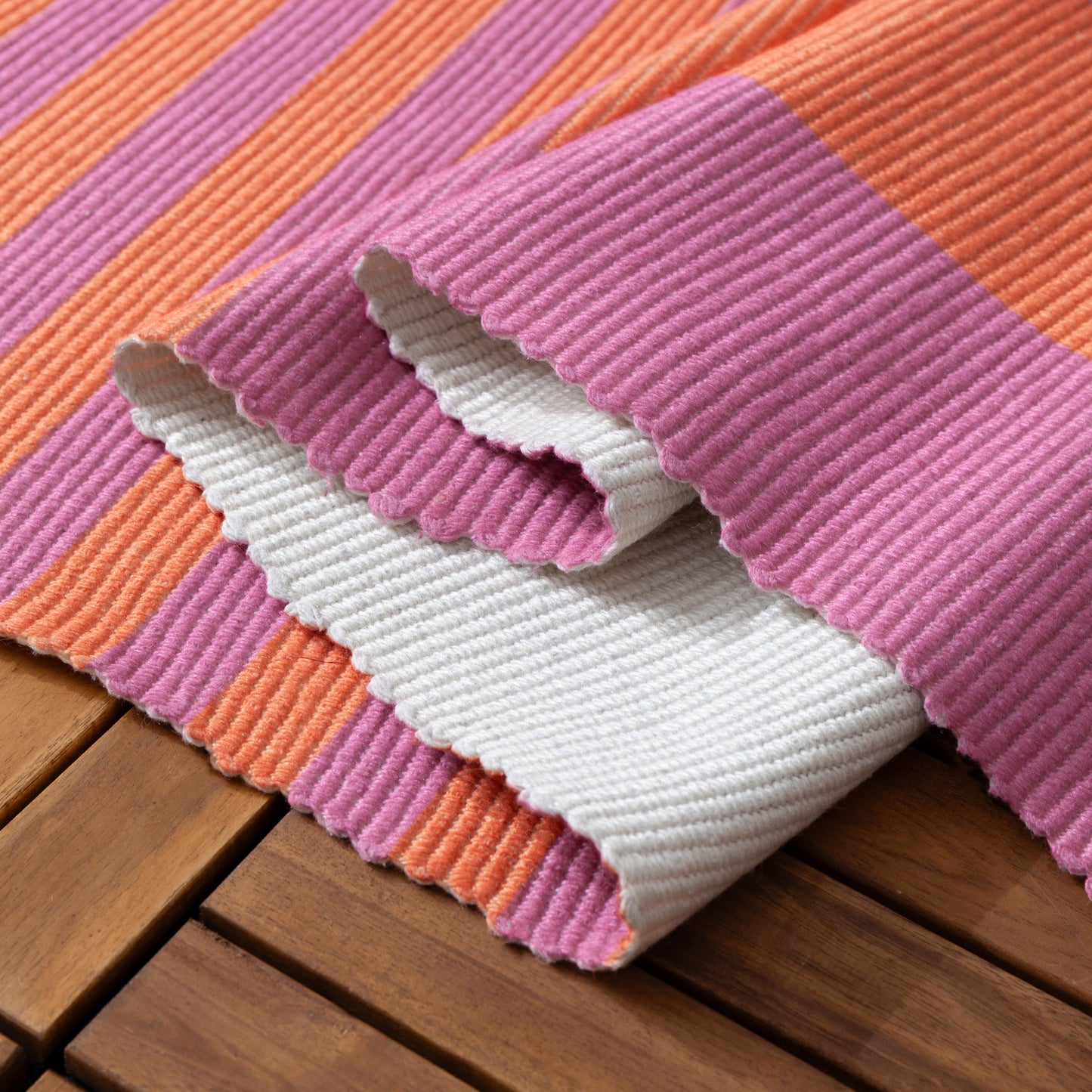 Orange/ Pink Deck Stripe Printed Indoor/Outdoor Rug 120 x 170cm