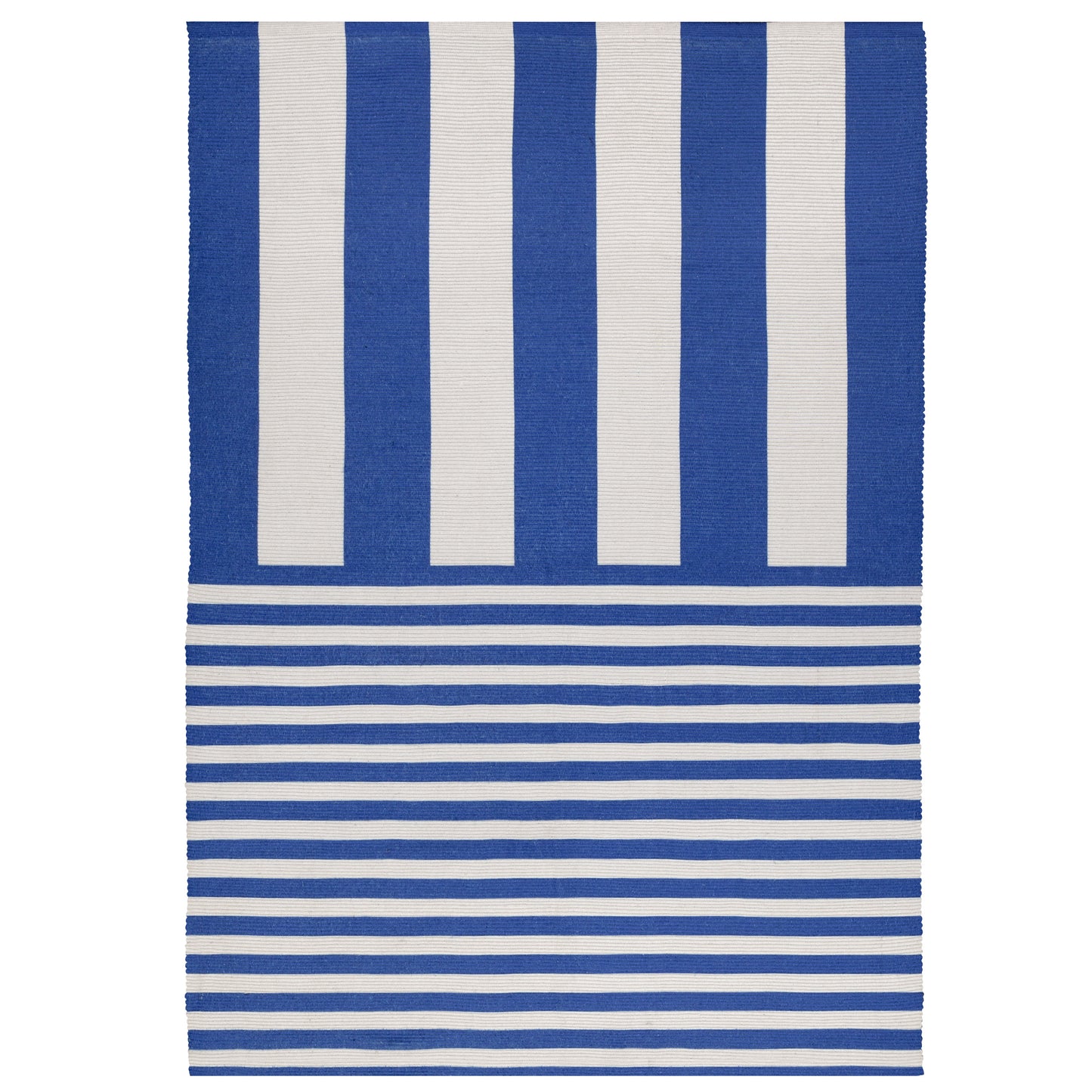 Blue/ White Deck Stripe Printed Indoor/Outdoor Rug 120 x 170cm