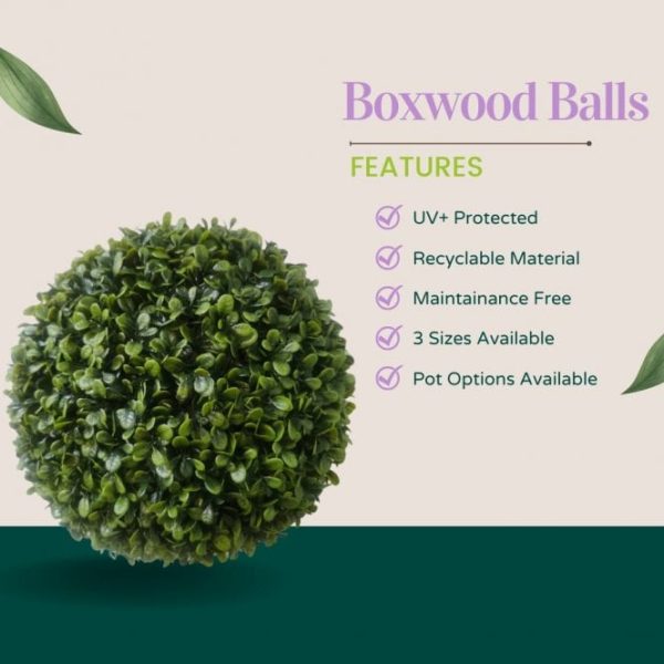 Artificial Boxwood Topiary Ball, 27cm