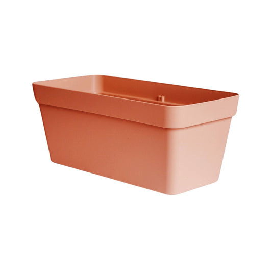 Cleo Rectangle Flower Box With Wheels D60, Terracotta