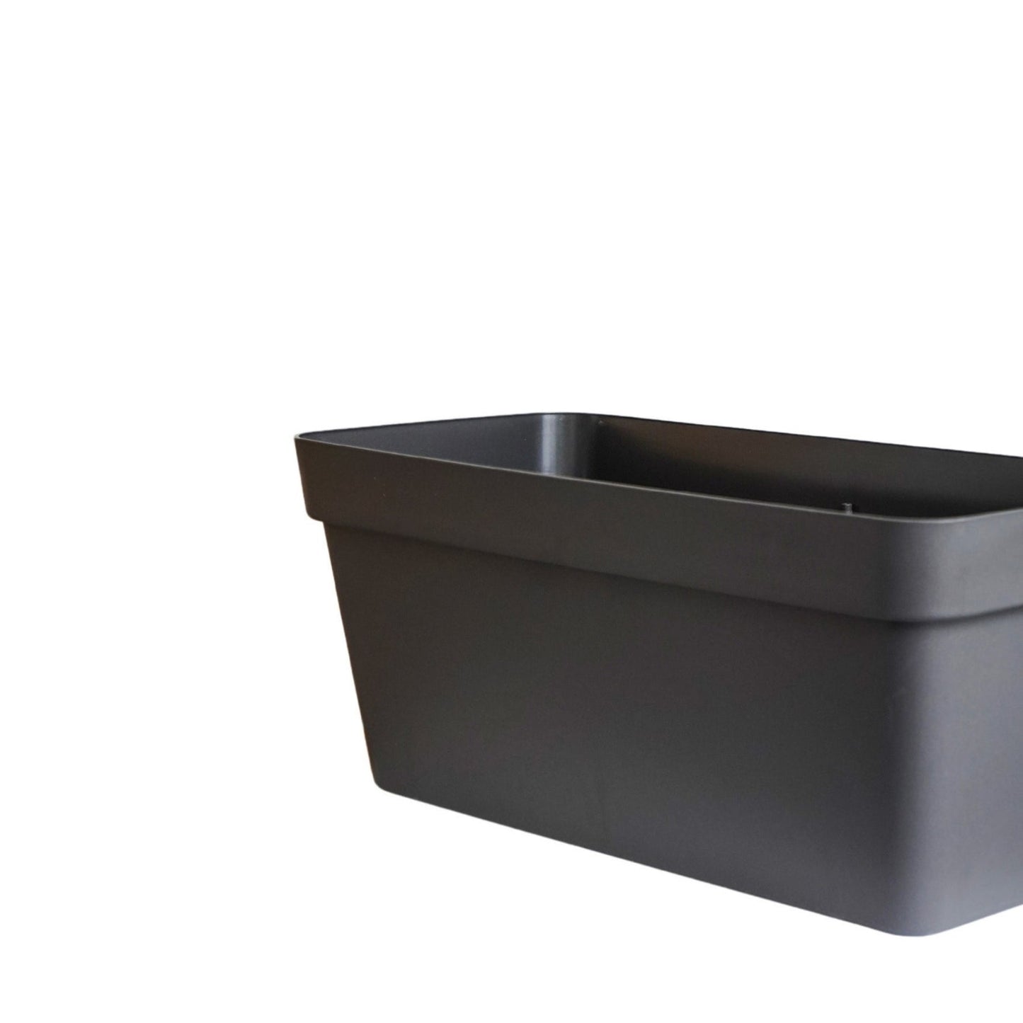 Cleo Rectangle Flower Box With Wheels D60cm, Black