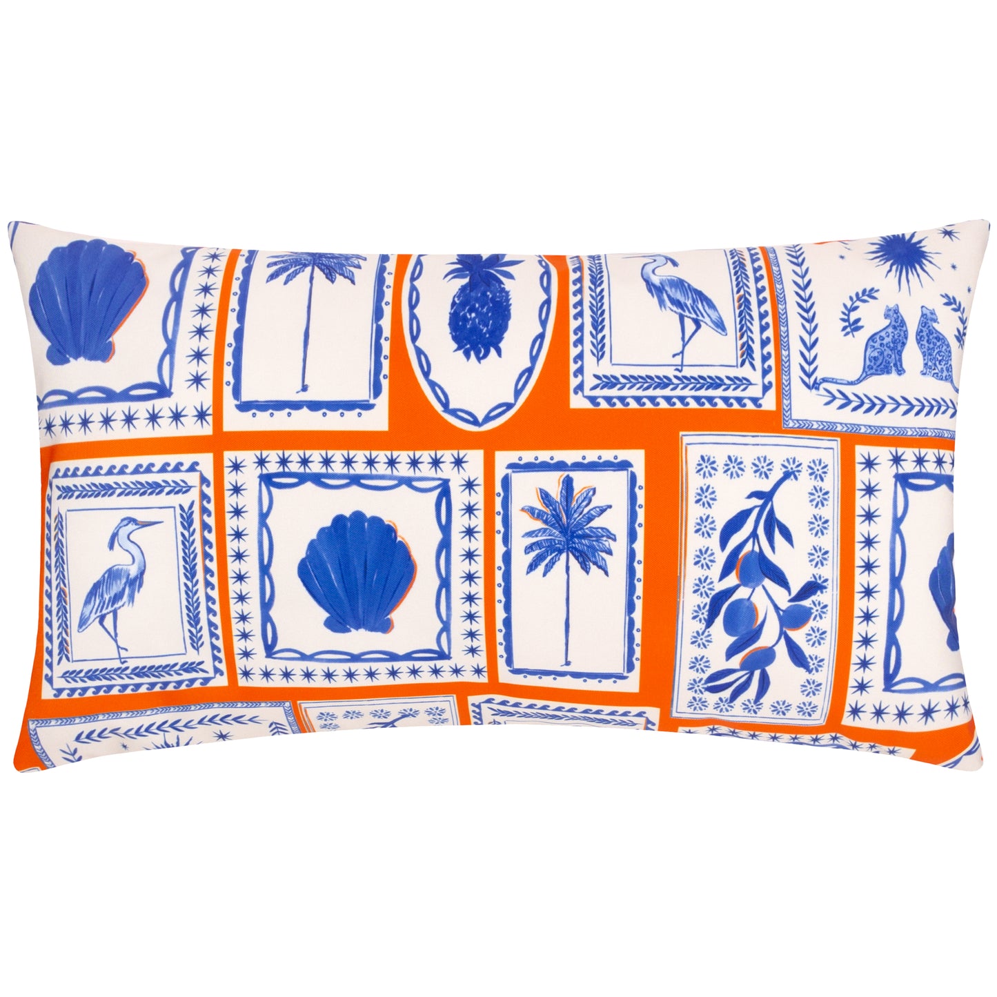 Frieze Coral/ Blue Outdoor Cushion & Cover