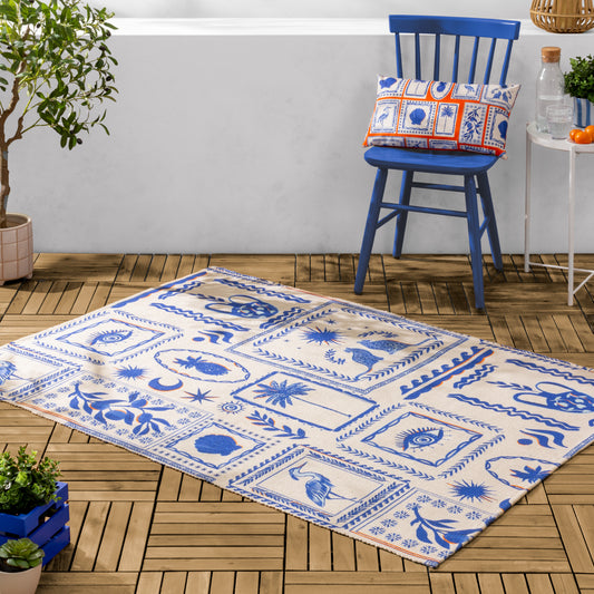 Frieze Blue Outdoor Washable Rug 120 x 170cm