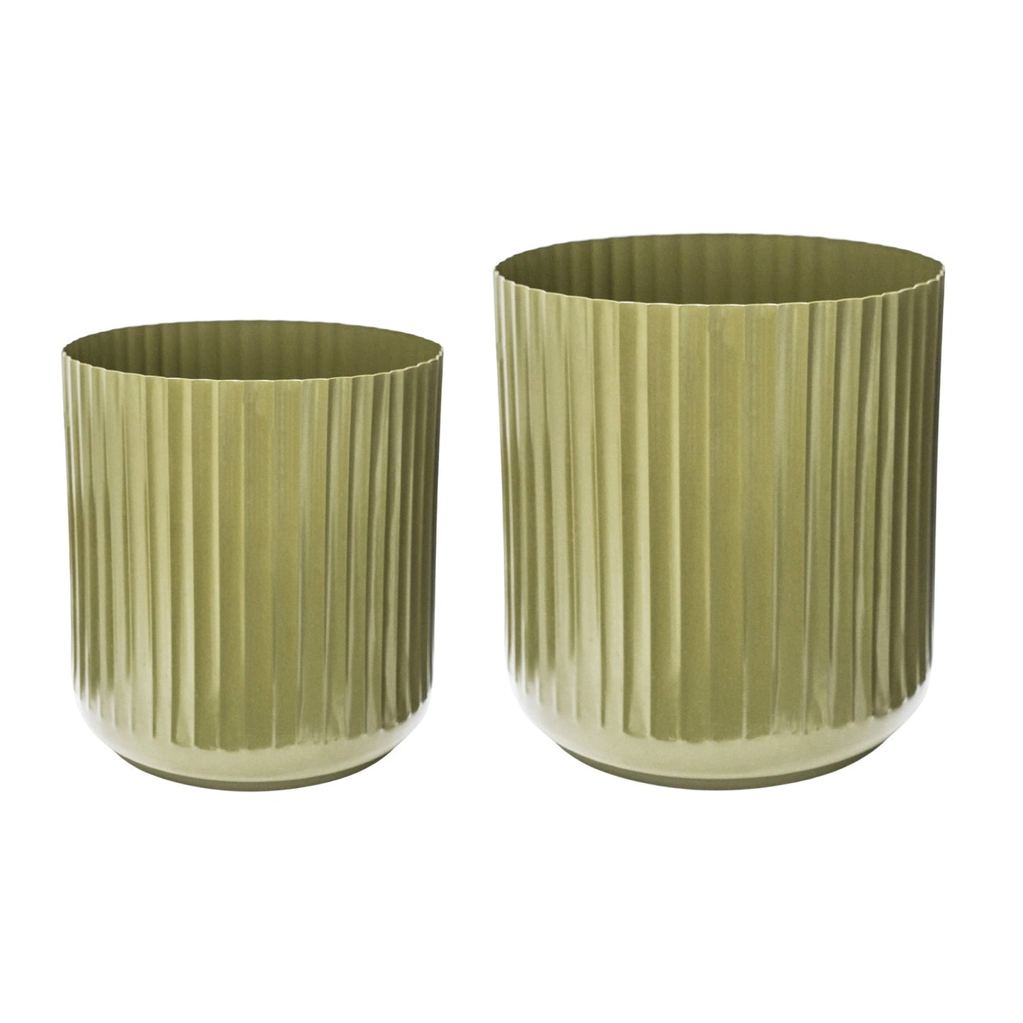 Hudson Corrugated Planter Set of Two, Green