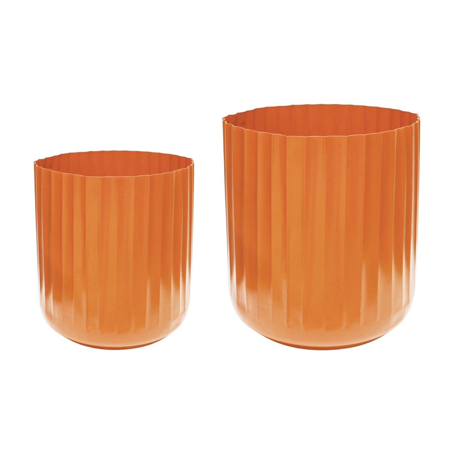 Hudson Corrugated Planters Set of Two, Orange