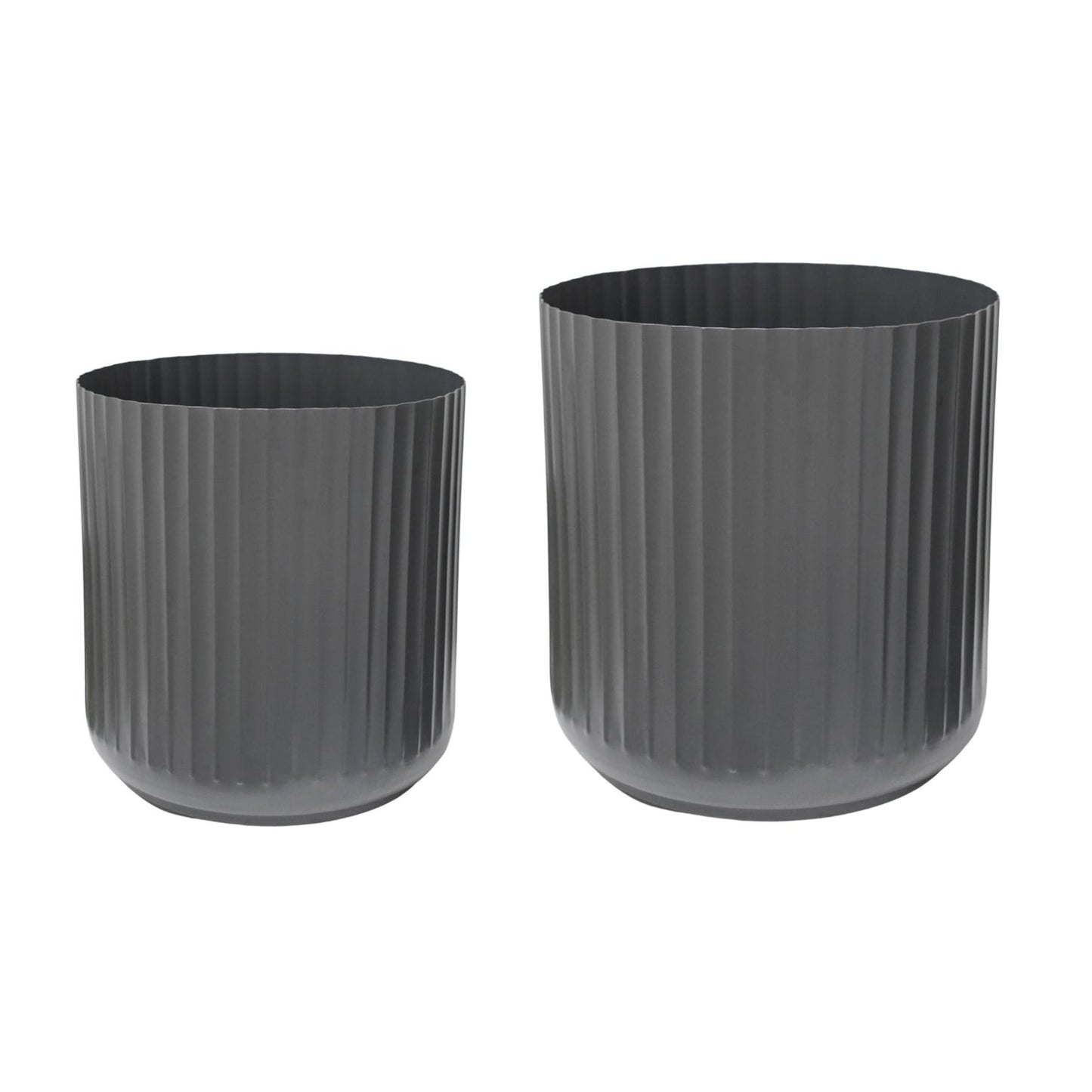 Hudson Corrugated Planters Set of Two, Slate