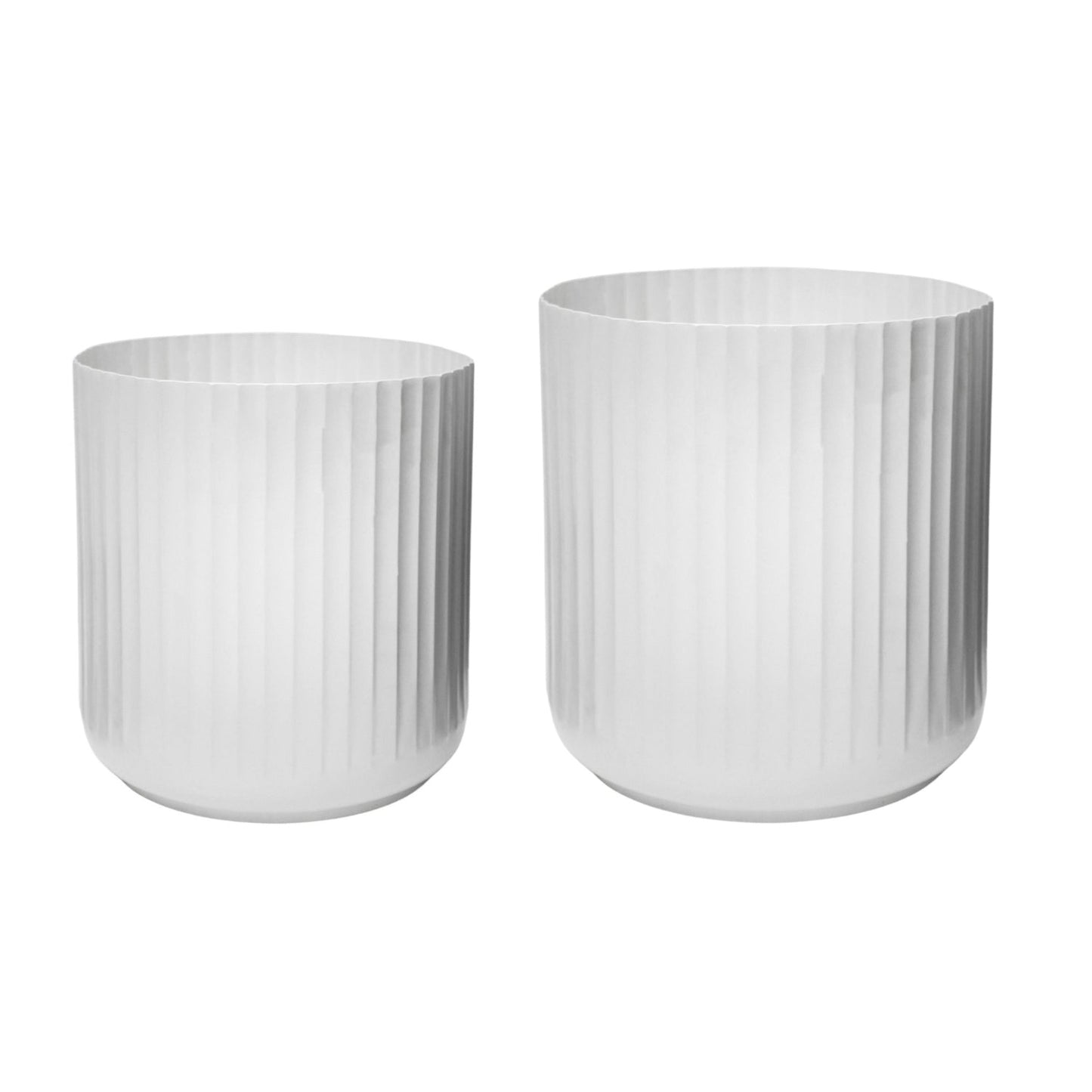 Hudson Corrugated Planters Set of Two, White