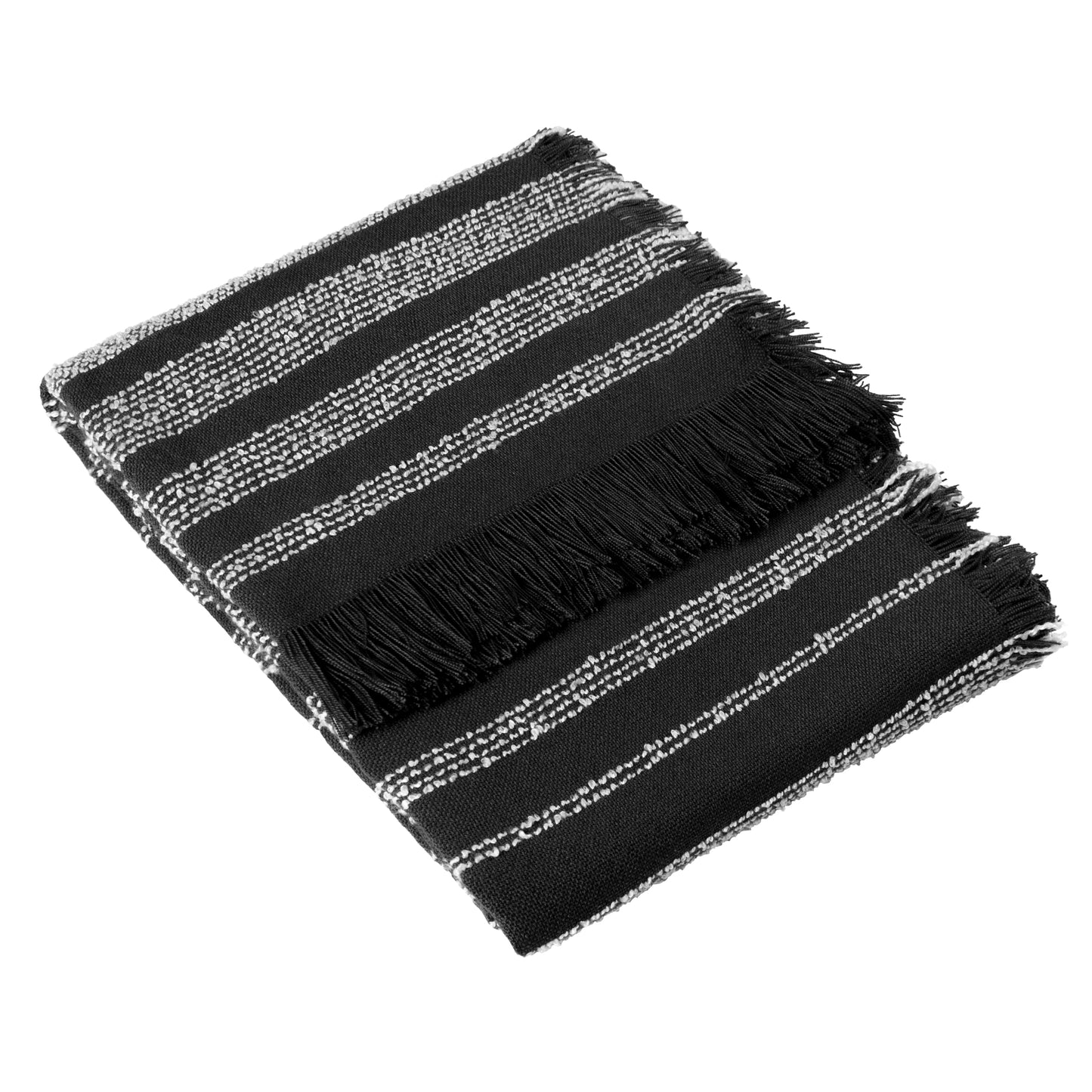 Jour Woven Fringed, Noir Throw Blanket