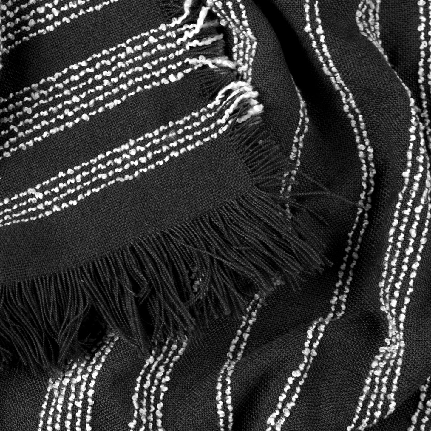 Jour Woven Fringed, Noir Throw Blanket