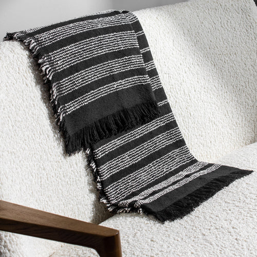 Jour Woven Fringed, Noir Throw Blanket