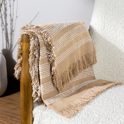 Jour Woven Fringed, Nougat Throw Blanket