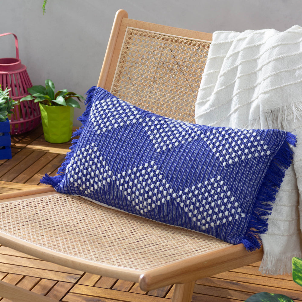 Kadie Cobalt Blue Outdoor/Indoor Woven Cushion & Cover