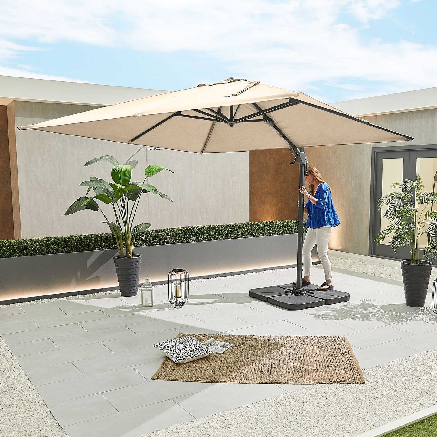 Nova - Genesis Grey Beige Frame Cantilever Parasol - 3m Square