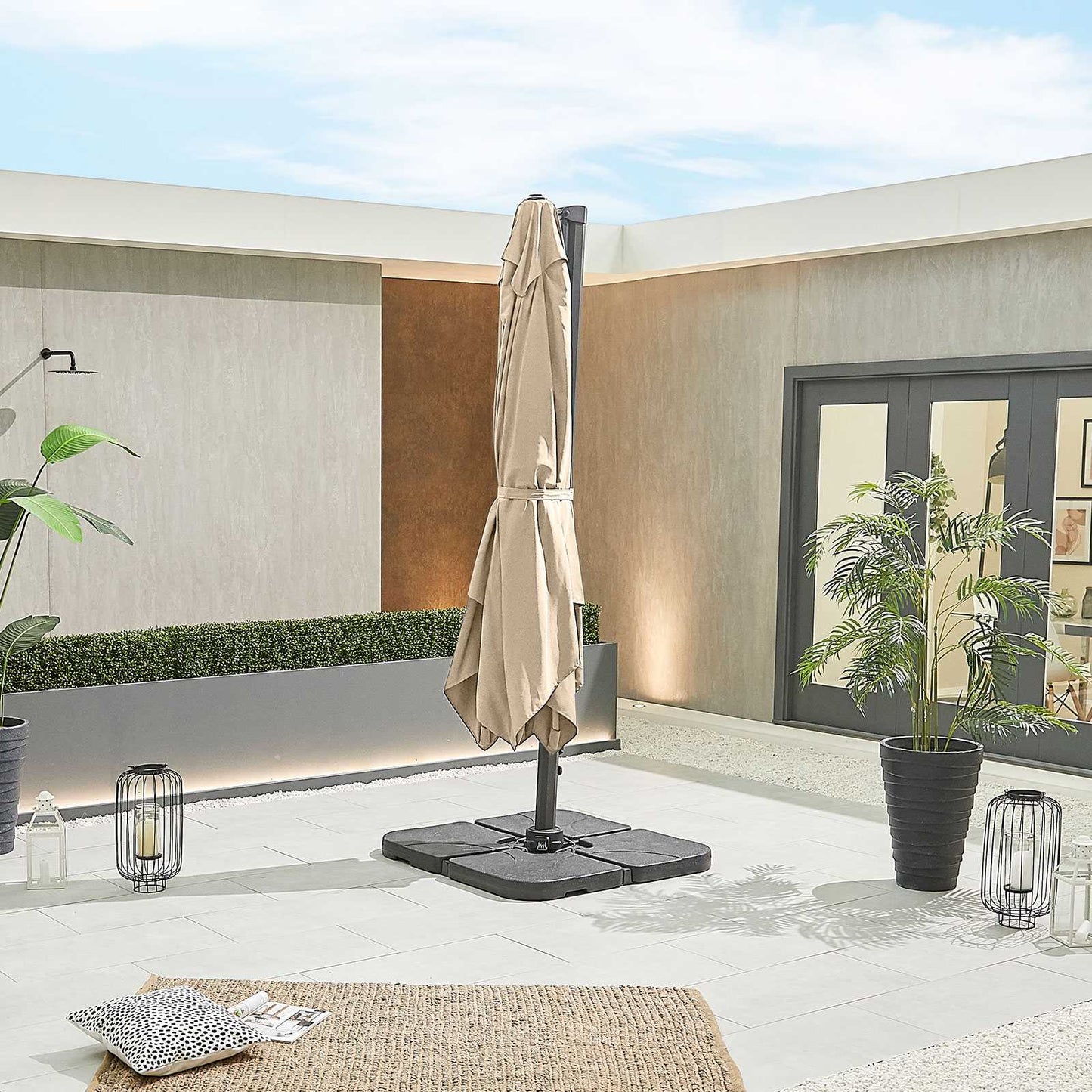 Nova - Genesis Grey Beige Frame Cantilever Parasol - 3m Square