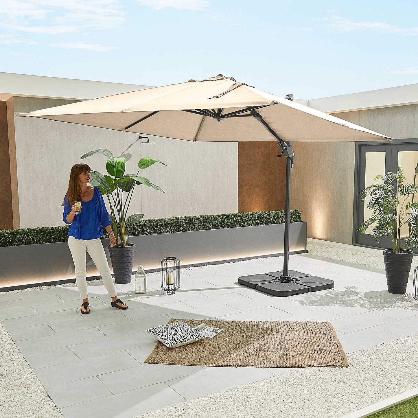 Nova - Genesis Grey Beige Frame Cantilever Parasol - 3m Square