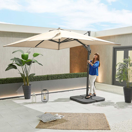 Nova - Genesis Grey Beige Frame Cantilever Parasol, 3m x 2.5m