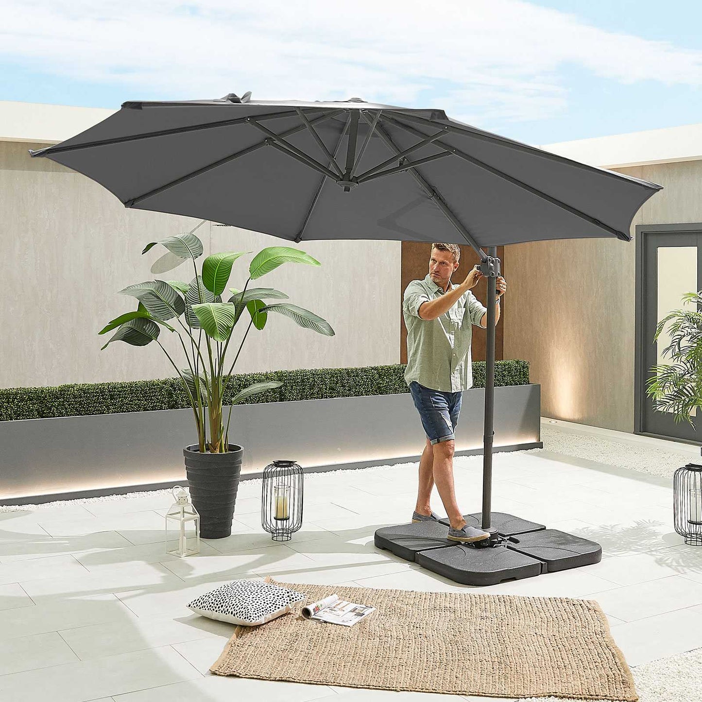 Nova - Apollo Grey Frame Cantilever Parasol, 3m Round