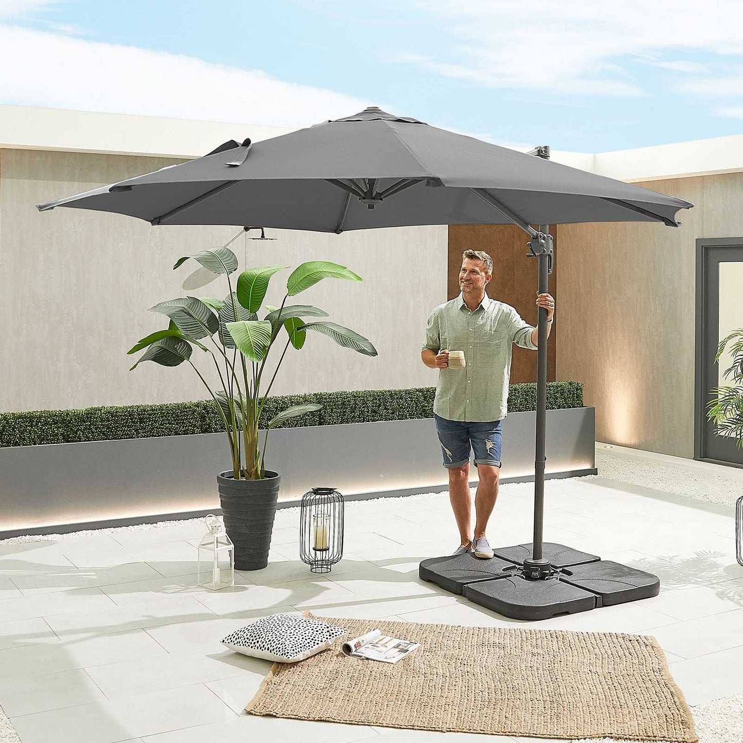 Nova - Apollo Grey Frame Cantilever Parasol, 3m Round