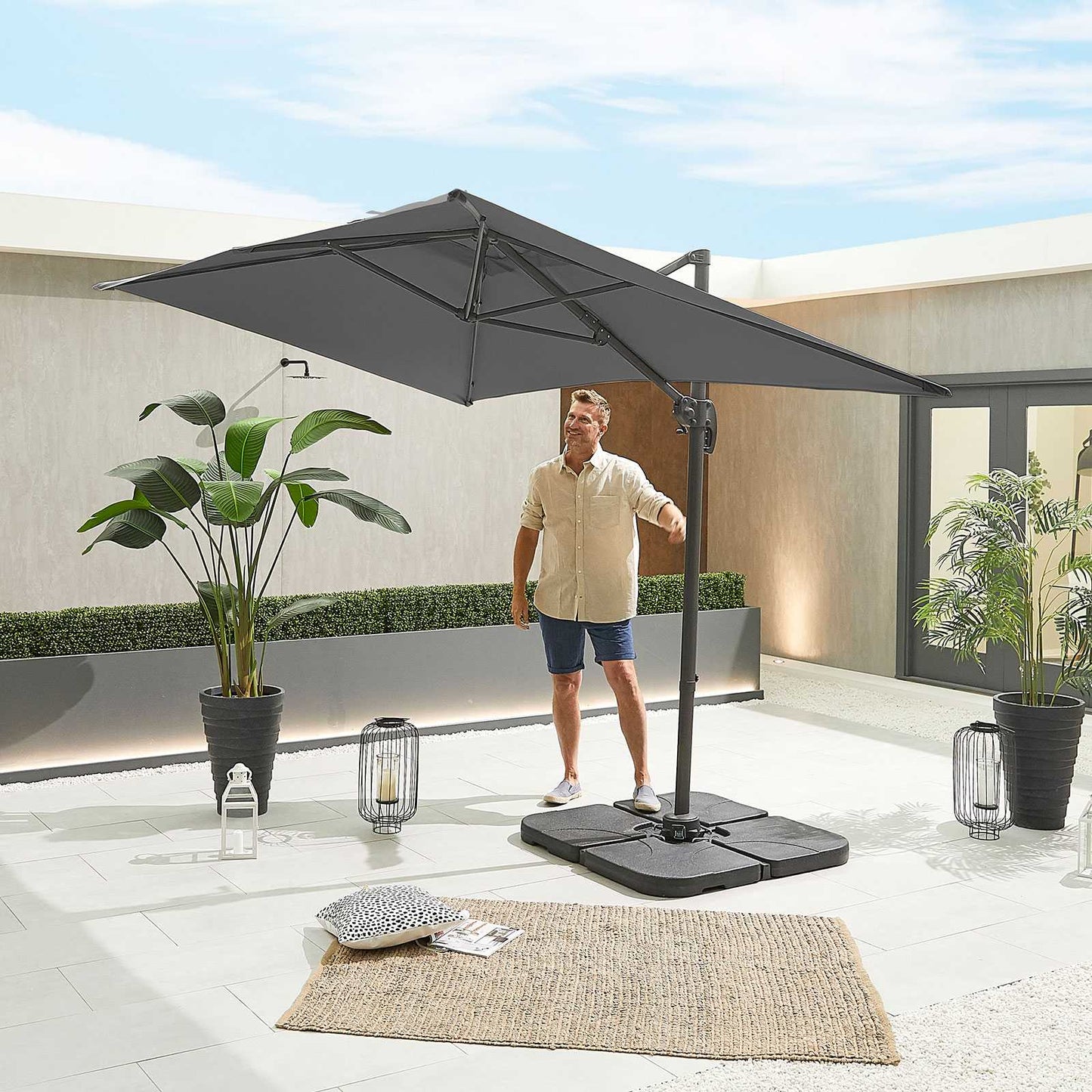 Nova - Apollo Grey Frame Cantilever Parasol, 3m x 2m