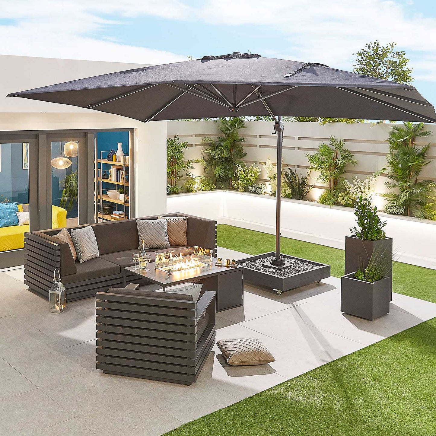 Nova - Galaxy Grey Frame LED Cantilever Parasol, 4m x 3m