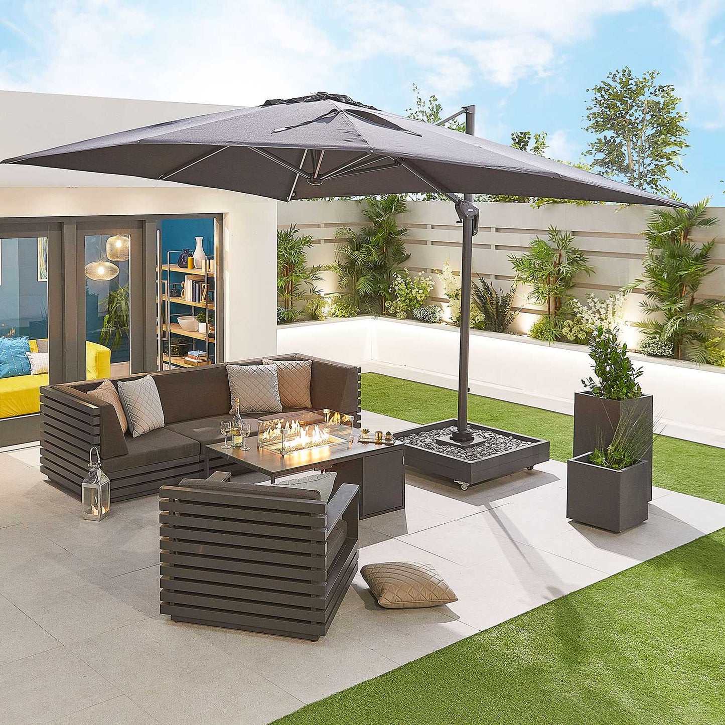 Nova - Galaxy Grey Frame LED Cantilever Parasol, 4m x 3m