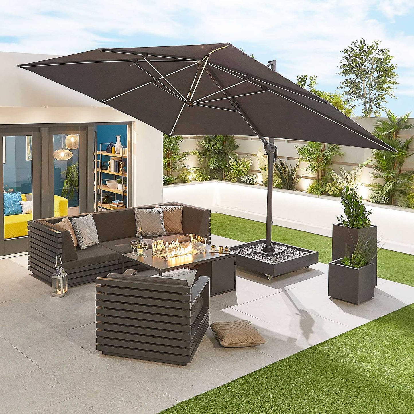 Nova - Galaxy Grey Frame LED Cantilever Parasol, 4m x 3m