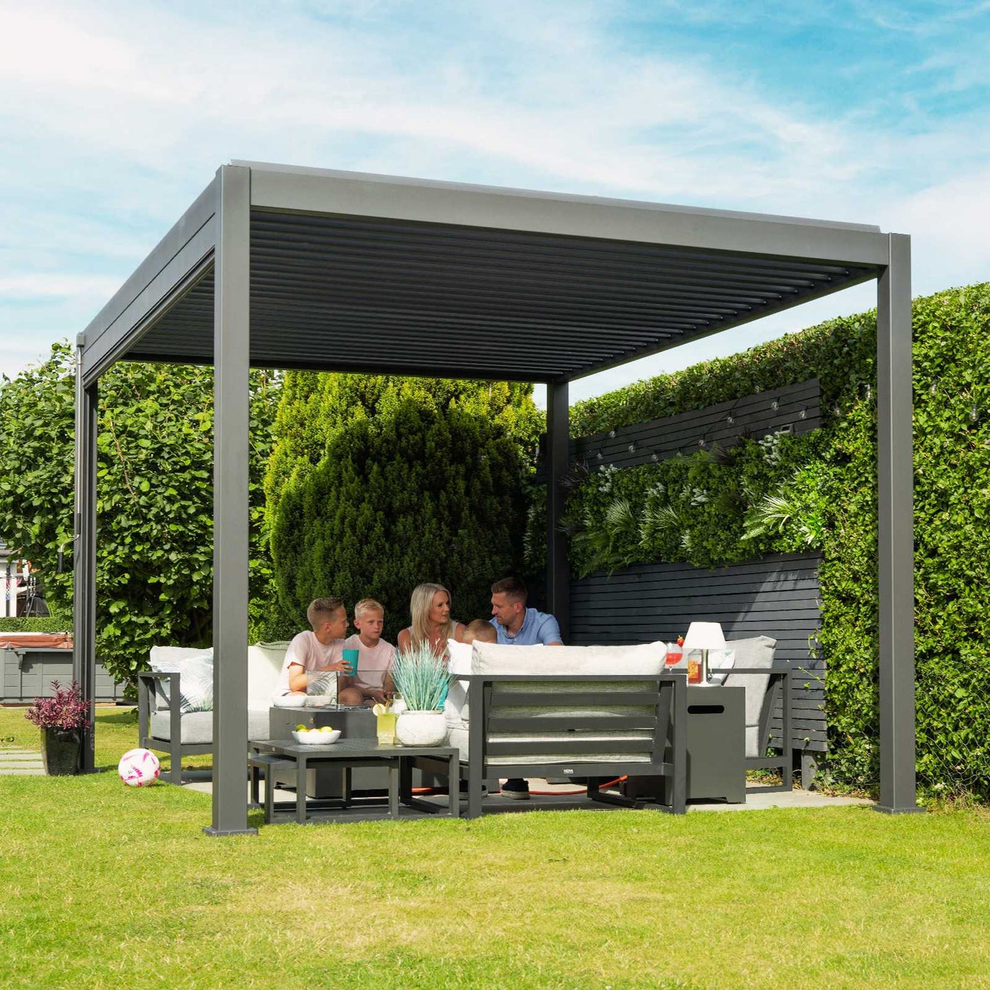 Nova - Titan Aluminium Pergola 3m Square, Grey