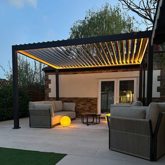 Nova - Titan LED Pergola, 4m x 3m Grey