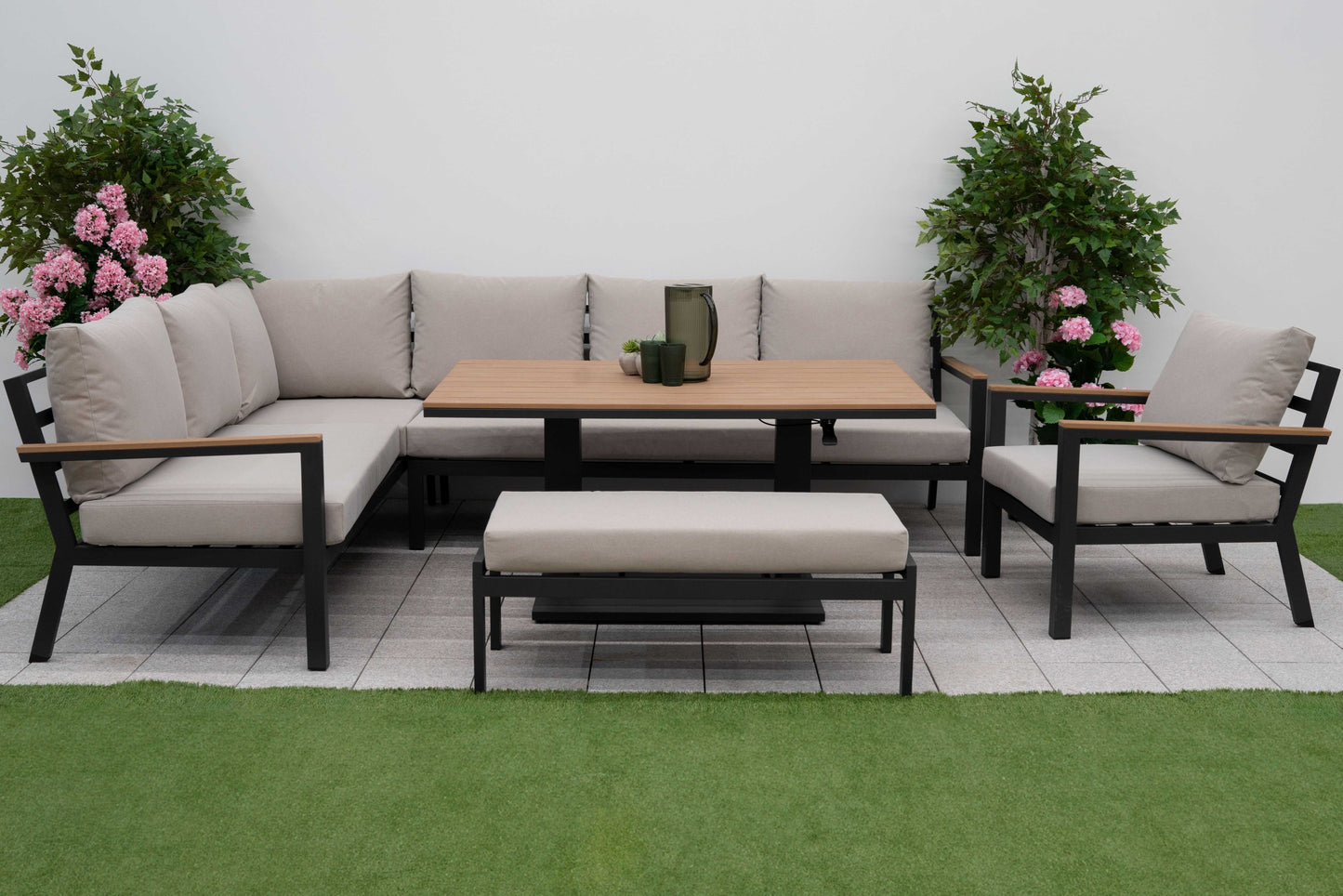 Nova - Heidi Left Hand Corner Sofa Lounge Dining Set with Rectangular Rising Table