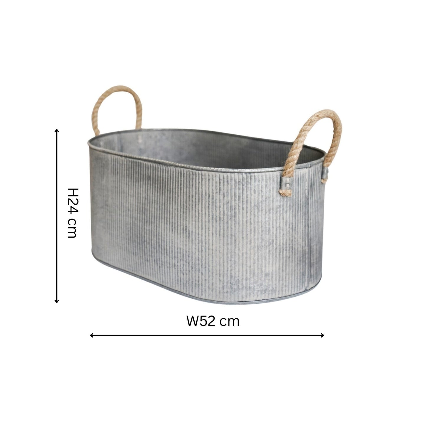 Outdoor Galvanised Rope Handle Trough Set of Two