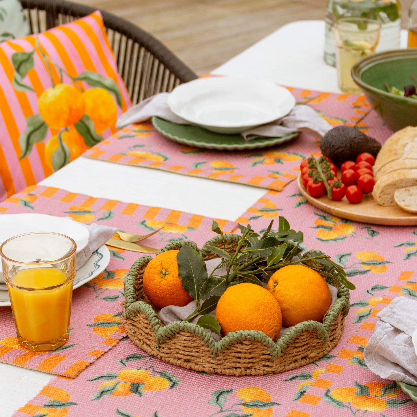 Oranges, Pink Indoor/Outdoor Table Runner