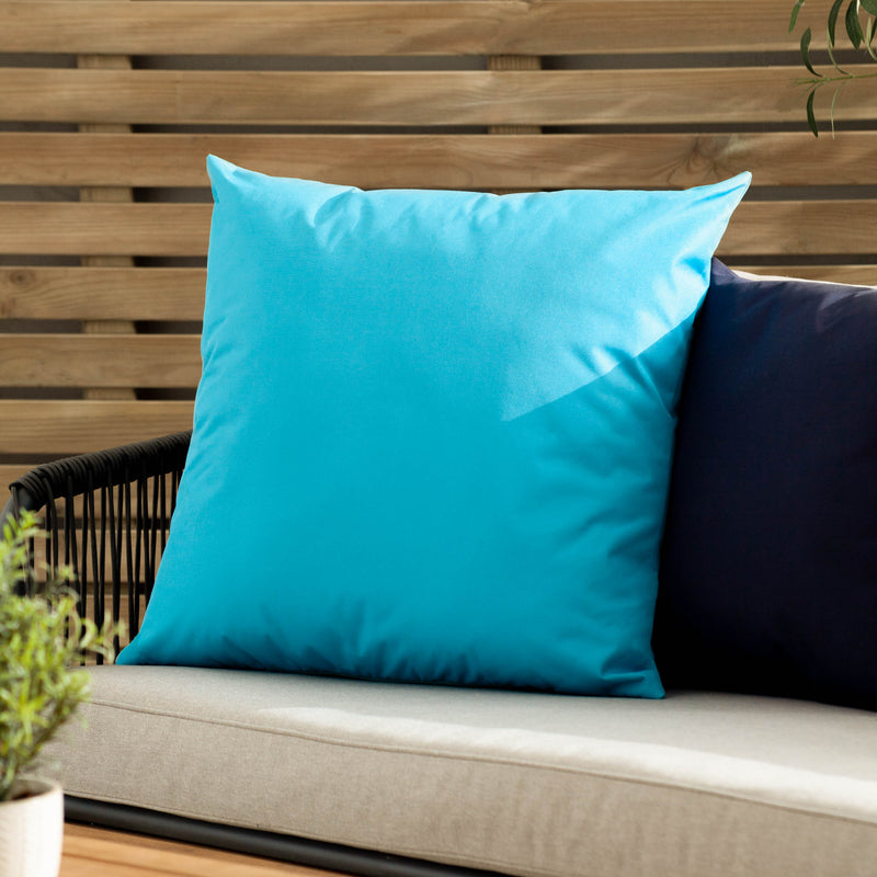 Plain Aqua Blue Outdoor Cushion & Cover