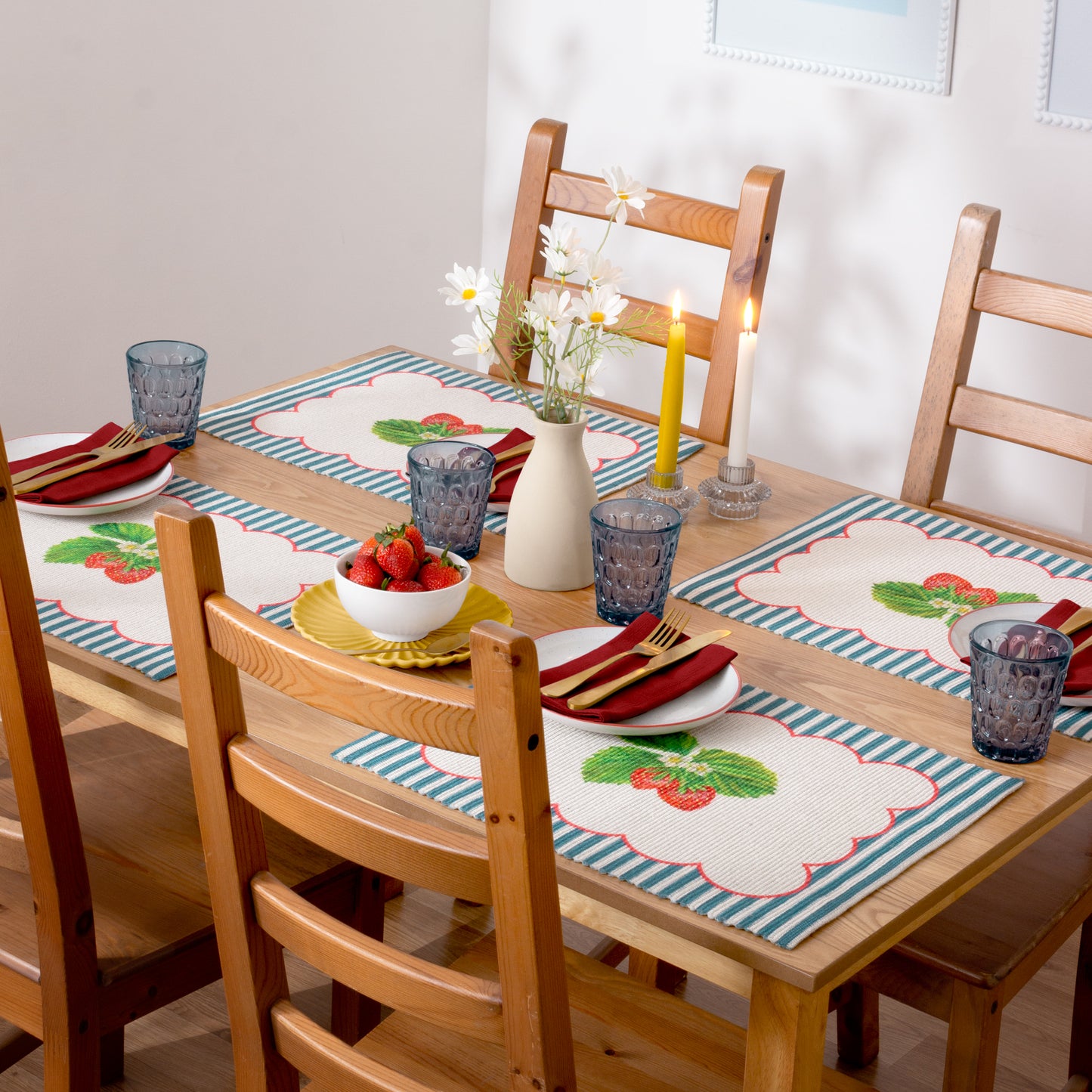 Strawberry Stripes Indoor/Outdoor Placemats Set of 4