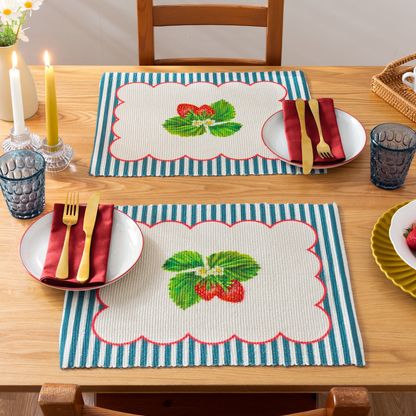 Strawberry Stripes Indoor/Outdoor Placemats Set of 4